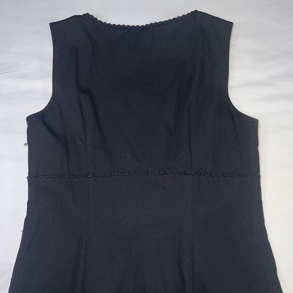 Boden Dress Sheath US Size 6R Black Sleeveless Front Lace Detail Lined Classic - Picture 13 of 14